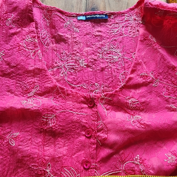 Penningtons pink tunic with flowers embroidery, plus size, size 28 - Picture 6 of 10